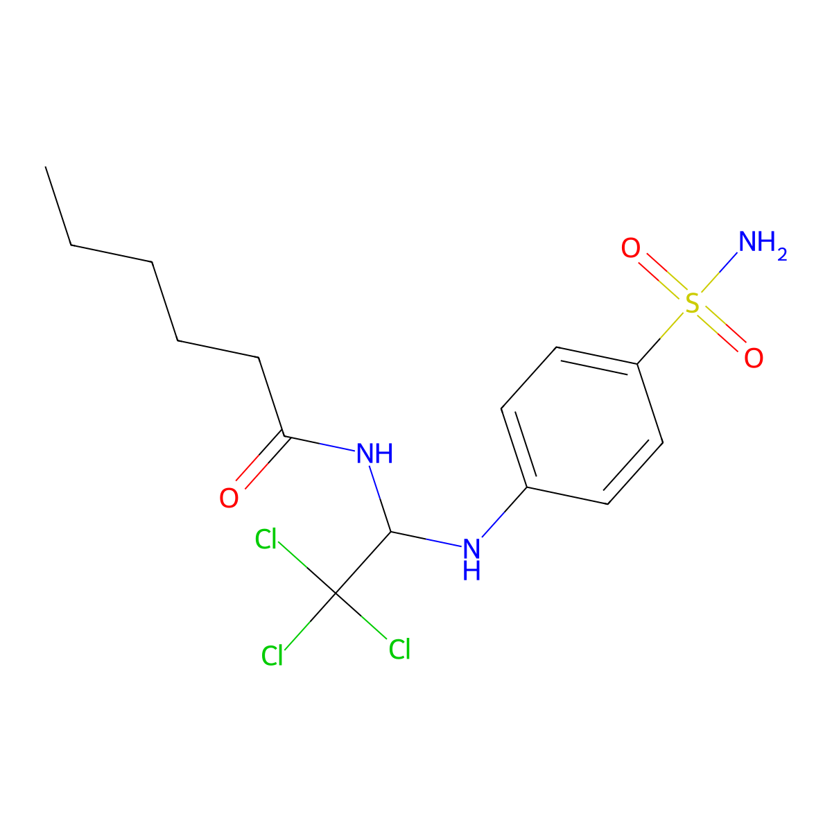 N-[2,2,2-trichloro-1-(4-sulfamoylanilino)ethyl]hexanamide molecular structure, CAS 294654-56-1