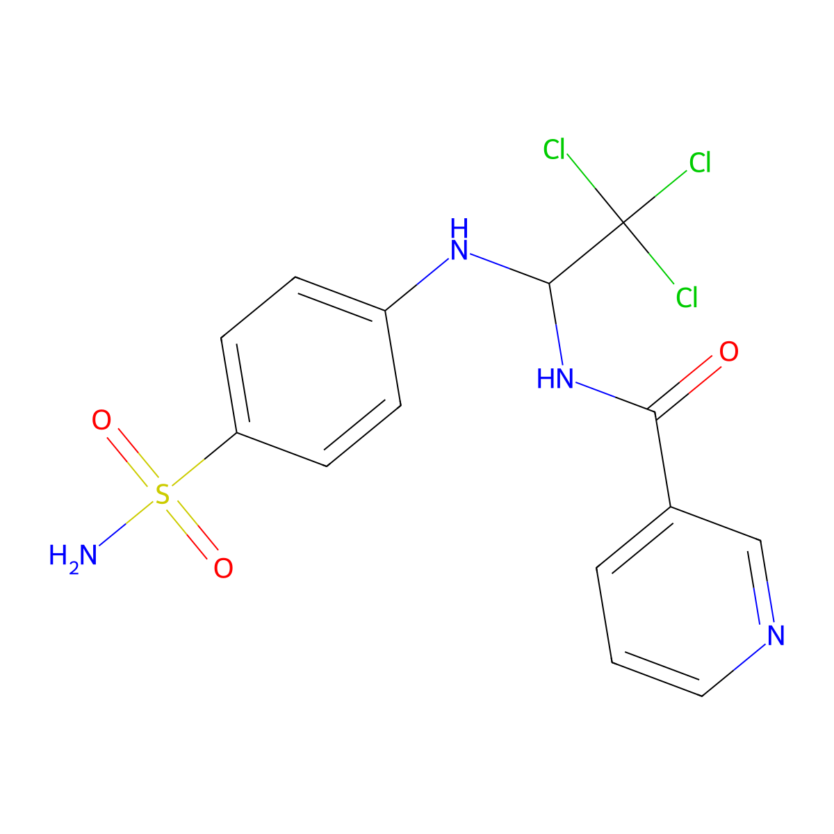 N-{2,2,2-trichloro-1-[(4-sulfamoylphenyl)amino]ethyl}pyridine-3-carboxamide molecular structure, CAS 294654-59-4
