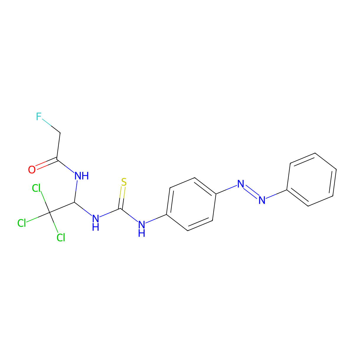 2-fluoro-N-[2,2,2-trichloro-1-({[4-(phenyldiazenyl)anilino]carbothioyl}amino)ethyl]acetamide molecular structure, CAS 294655-10-0