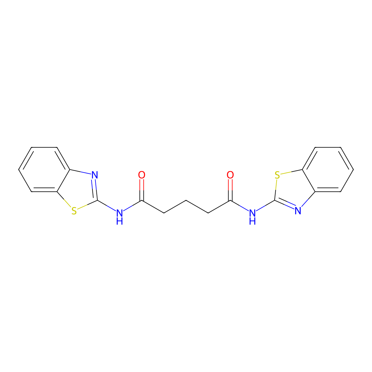 N,N'-bis(1,3-benzothiazol-2-yl)pentanediamide molecular structure, CAS 294656-04-5