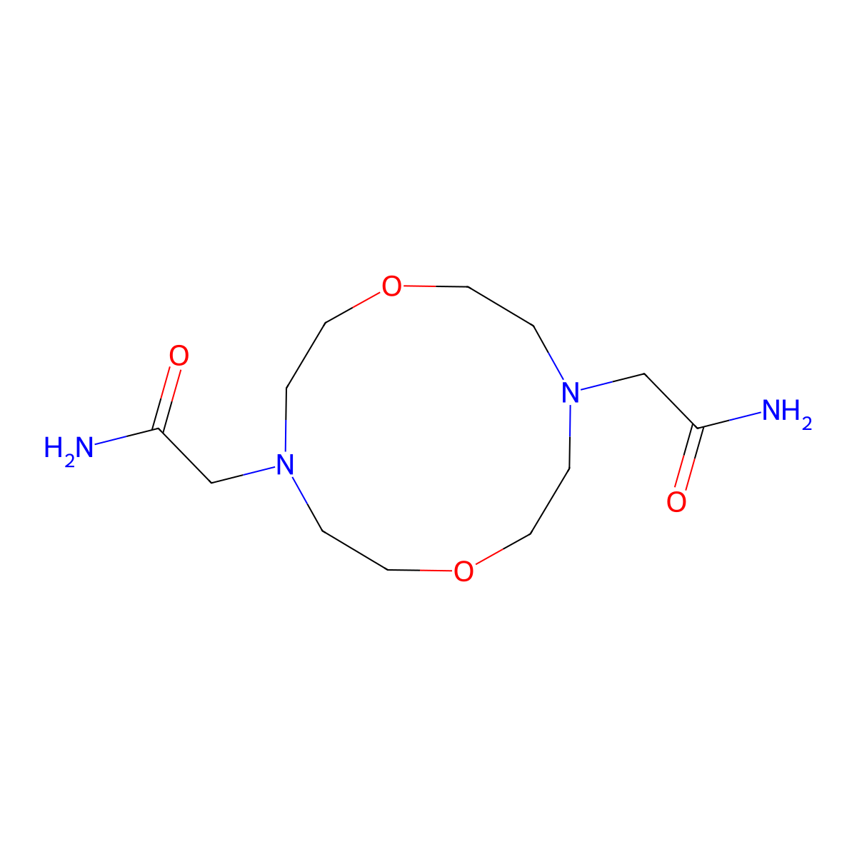 2-[10-(2-Amino-2-oxoethyl)-1,7-dioxa-4,10-diazacyclododec-4-yl]acetamide molecular structure, CAS 294656-98-7