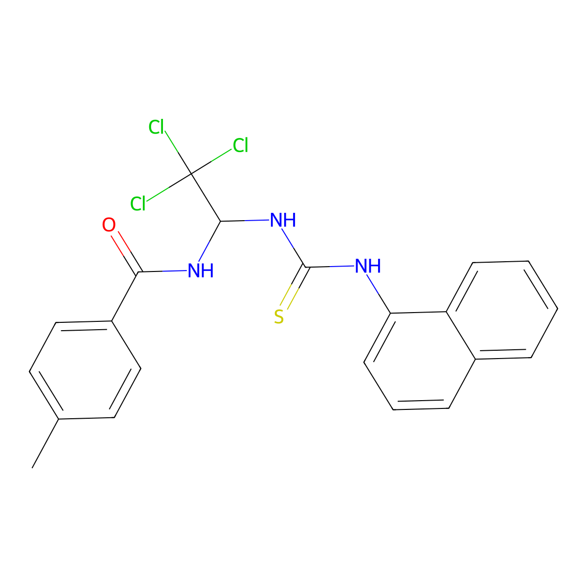 4-methyl-N-[2,2,2-trichloro-1-(naphthalen-1-ylcarbamothioylamino)ethyl]benzamide molecular structure, CAS 294657-47-9