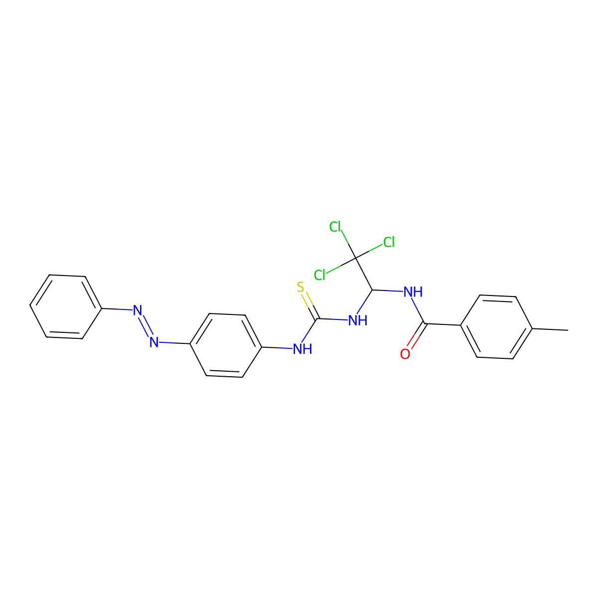 4-methyl-N-{2,2,2-trichloro-1-[({4-[(E)-phenyldiazenyl]phenyl}carbamothioyl)amino]ethyl}benzamide molecular structure, CAS 294657-51-5