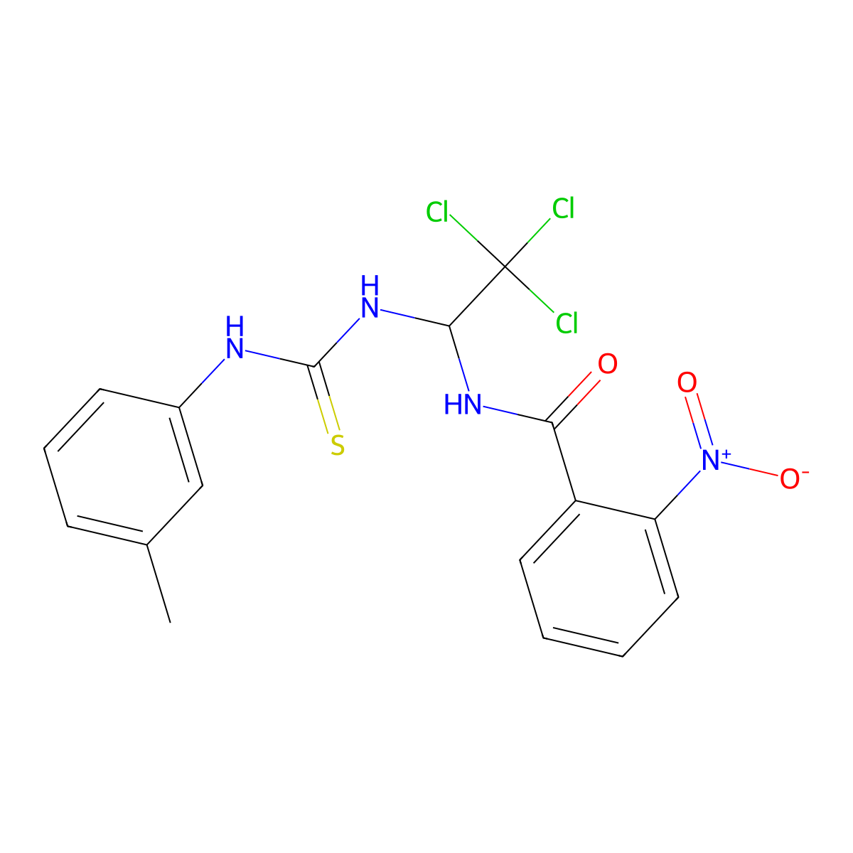 2-nitro-N-(2,2,2-trichloro-1-{[(3-methylphenyl)carbamothioyl]amino}ethyl)benzamide molecular structure, CAS 294657-58-2