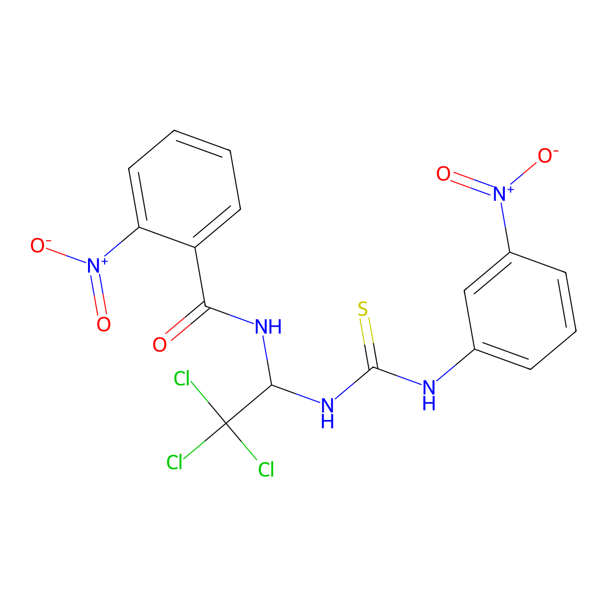 2-nitro-N-(2,2,2-trichloro-1-{[(3-nitrophenyl)carbamothioyl]amino}ethyl)benzamide molecular structure, CAS 294657-63-9