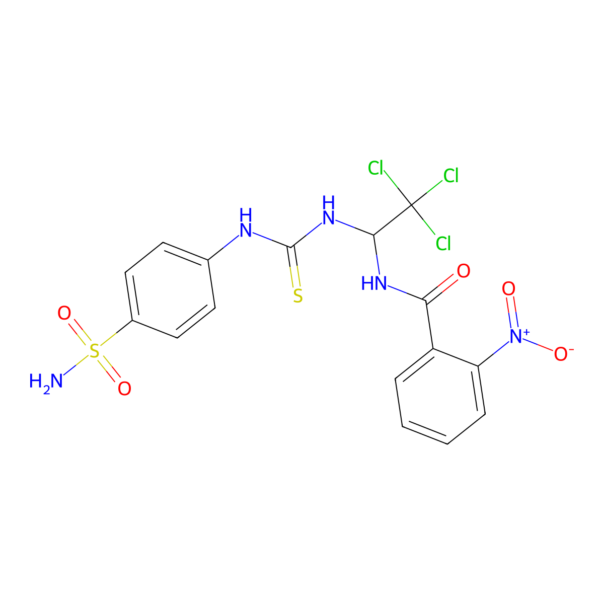 2-nitro-N-[2,2,2-trichloro-1-[(4-sulfamoylphenyl)carbamothioylamino]ethyl]benzamide molecular structure, CAS 294657-64-0