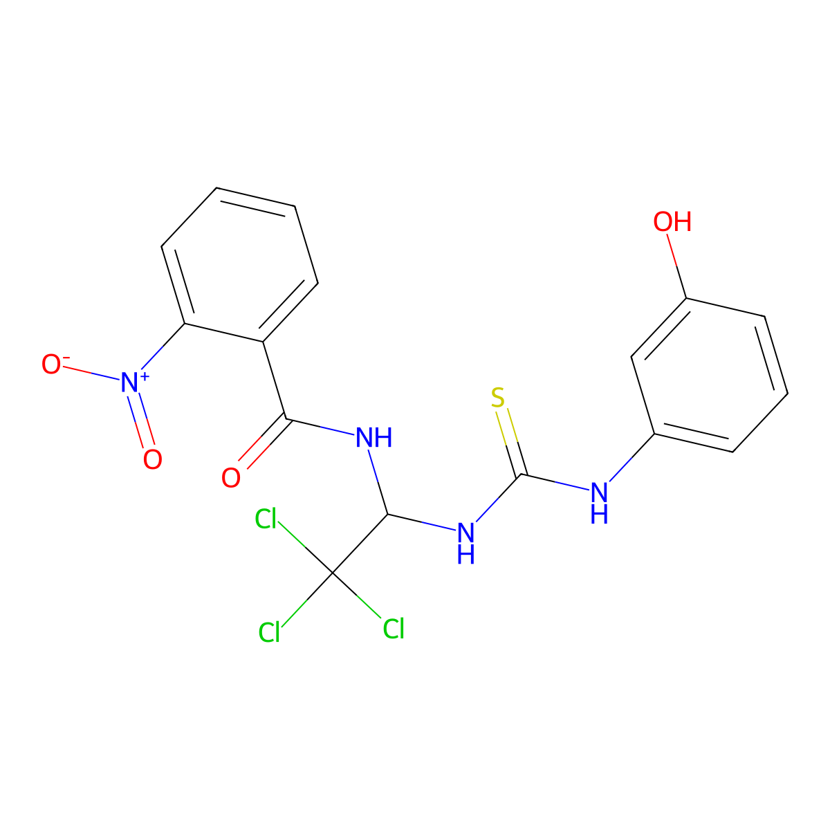 2-nitro-N-[2,2,2-trichloro-1-[(3-hydroxyphenyl)carbamothioylamino]ethyl]benzamide molecular structure, CAS 294657-66-2