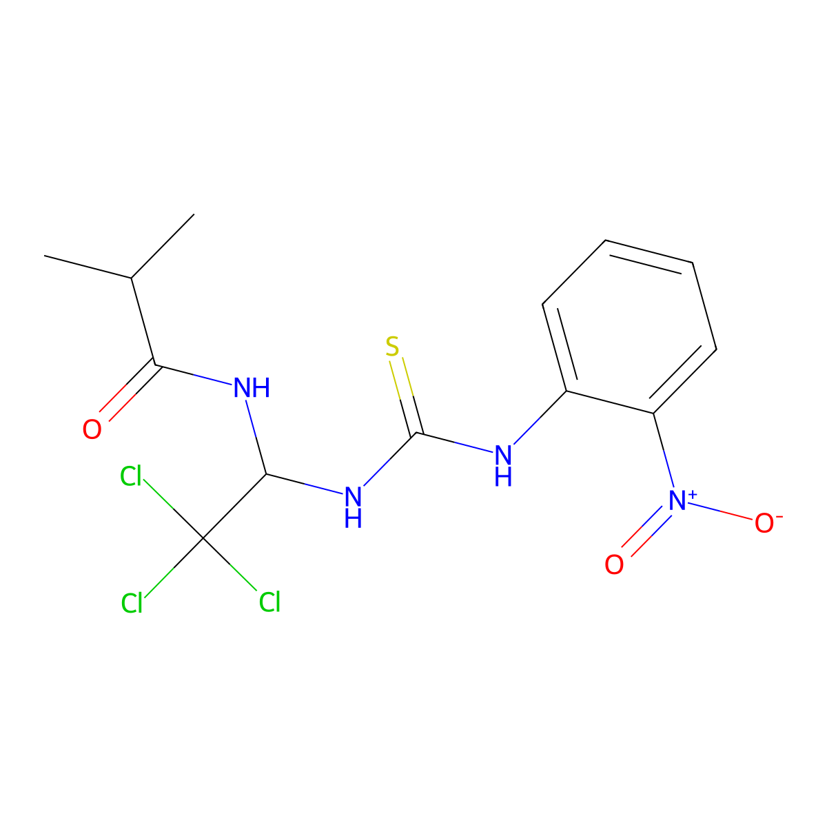 2-methyl-N-[2,2,2-trichloro-1-[(2-nitrophenyl)carbamothioylamino]ethyl]propanamide molecular structure, CAS 294657-72-0