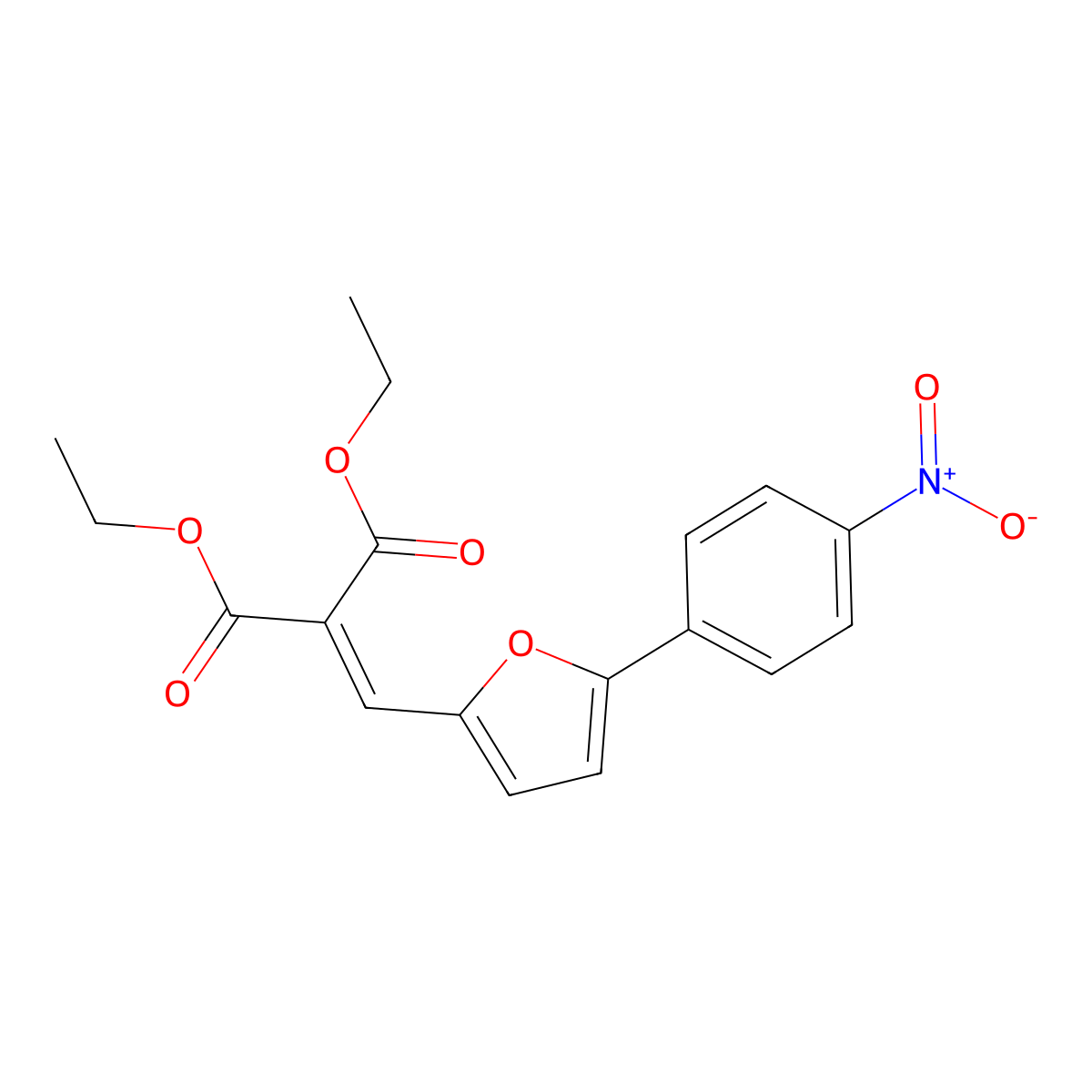 Diethyl 2-((5-(4-nitrophenyl)furan-2-yl)methylene)malonate molecular structure, CAS 294657-81-1
