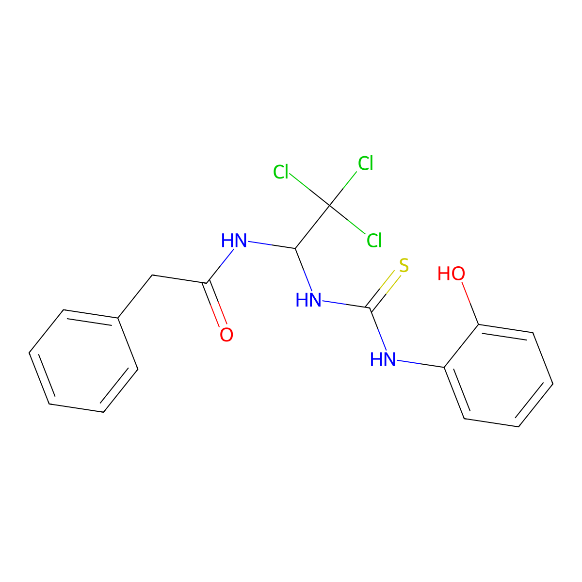 2-phenyl-N-(2,2,2-trichloro-1-{[(2-hydroxyphenyl)carbamothioyl]amino}ethyl)acetamide molecular structure, CAS 294658-18-7
