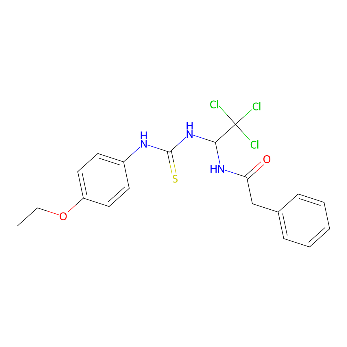 2-PH-N-(2,2,2-Trichloro-1-(((4-ethoxyanilino)carbothioyl)amino)ethyl)acetamide molecular structure, CAS 294658-19-8