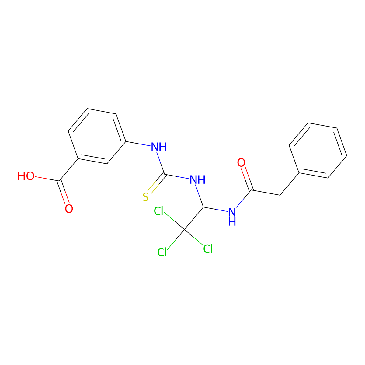 3-[({2,2,2-Trichloro-1-[(phenylacetyl)amino]ethyl}carbamothioyl)amino]benzoic acid molecular structure, CAS 294658-21-2