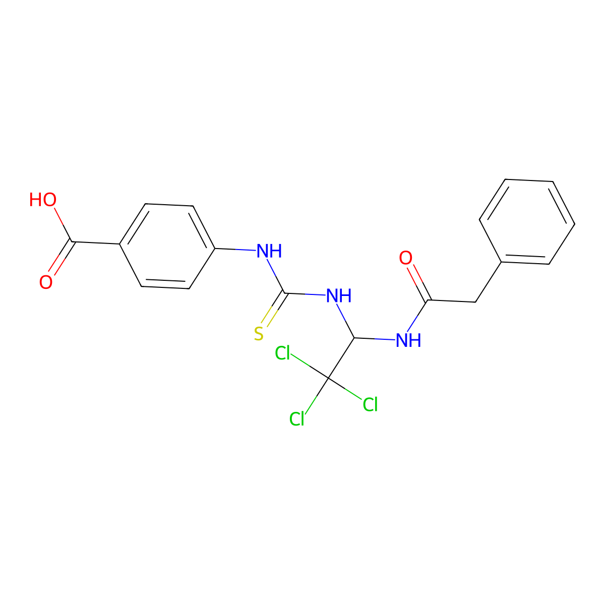 4-[({2,2,2-Trichloro-1-[(phenylacetyl)amino]ethyl}carbamothioyl)amino]benzoic acid molecular structure, CAS 294658-22-3