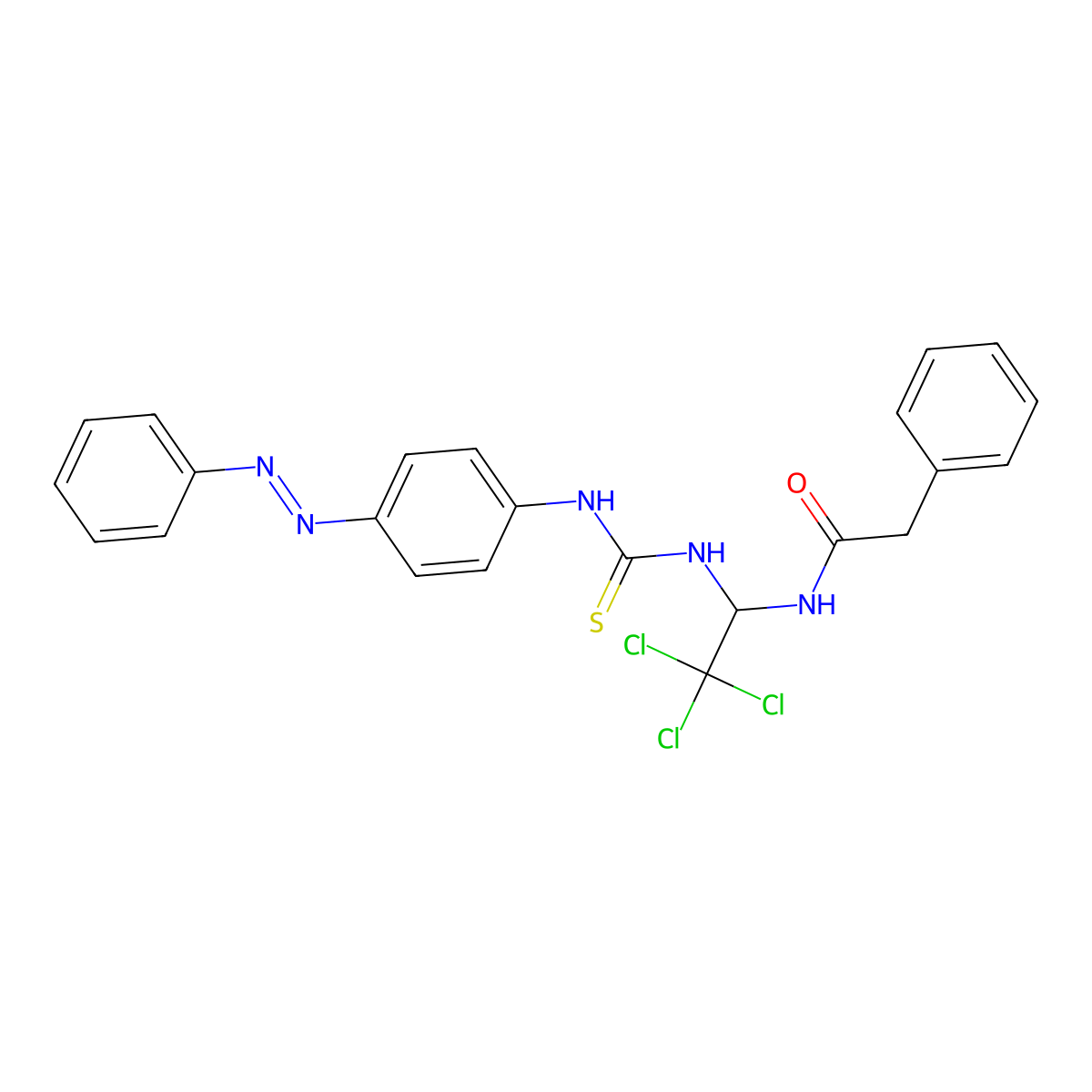 2-phenyl-N-{2,2,2-trichloro-1-[({4-[(E)-phenyldiazenyl]phenyl}carbamothioyl)amino]ethyl}acetamide molecular structure, CAS 294658-24-5