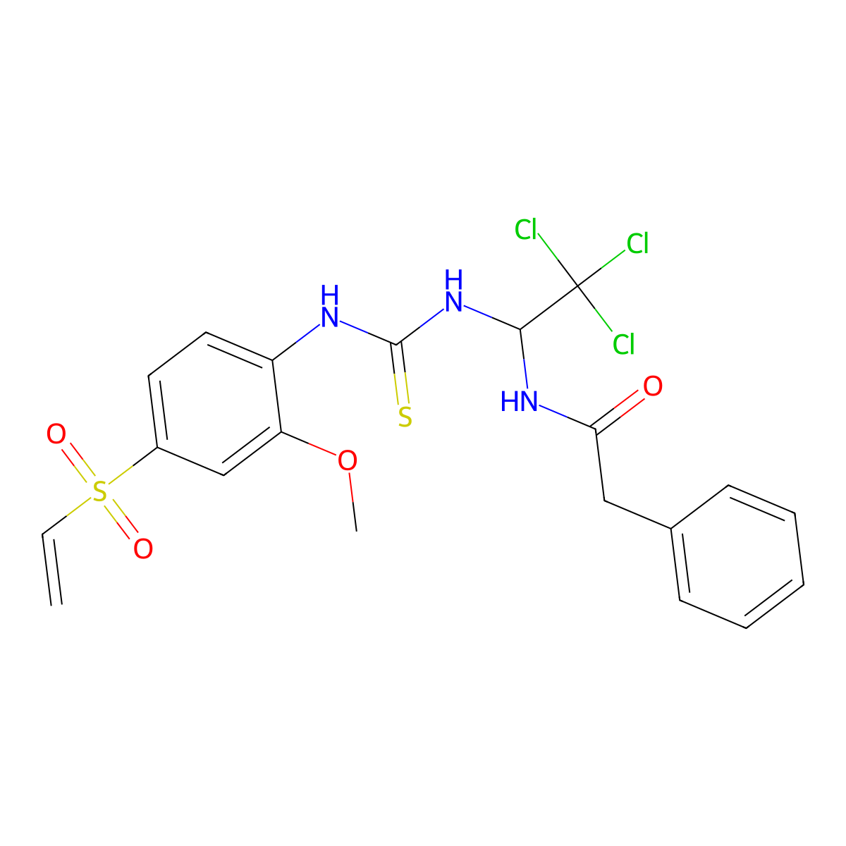 2-phenyl-N-[2,2,2-trichloro-1-[(4-ethenylsulfonyl-2-methoxyphenyl)carbamothioylamino]ethyl]acetamide molecular structure, CAS 294658-26-7