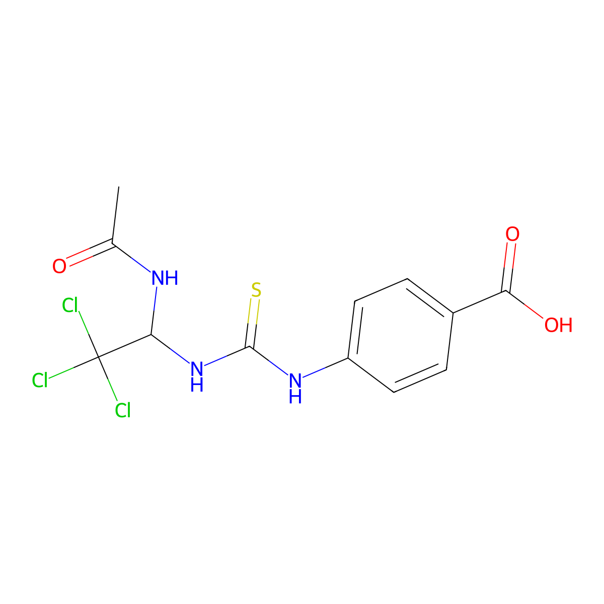 4-({[1-(Acetylamino)-2,2,2-trichloroethyl]carbamothioyl}amino)benzoic acid molecular structure, CAS 294658-35-8