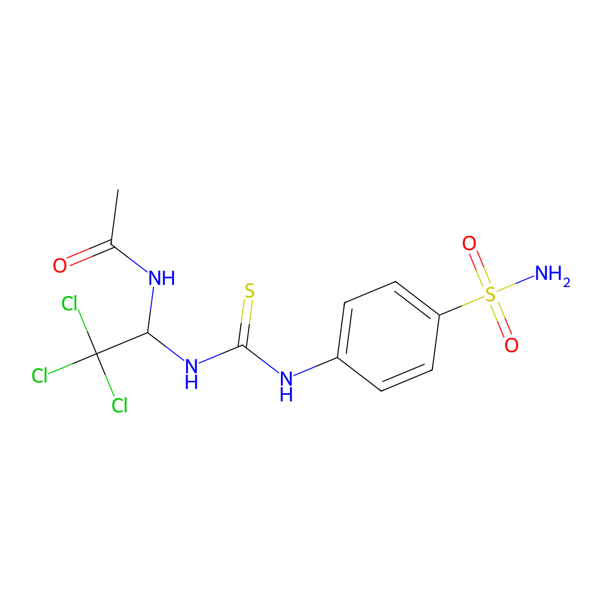 N-(2,2,2-trichloro-1-{[(4-sulfamoylphenyl)carbamothioyl]amino}ethyl)acetamide molecular structure, CAS 294658-36-9