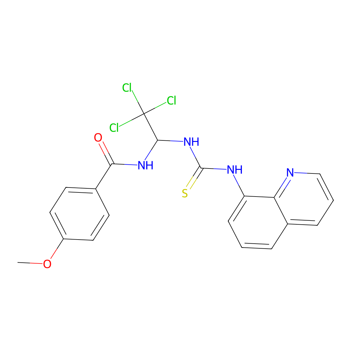 4-methoxy-N-[2,2,2-trichloro-1-(quinolin-8-ylcarbamothioylamino)ethyl]benzamide molecular structure, CAS 294658-45-0