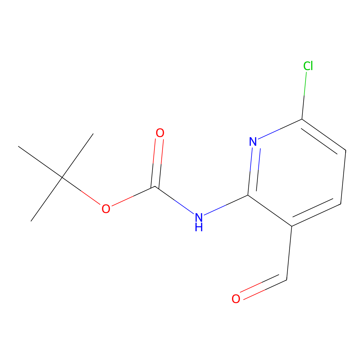tert-butyl N-(6-chloro-3-formylpyridin-2-yl)carbamate molecular structure, CAS 294659-72-6