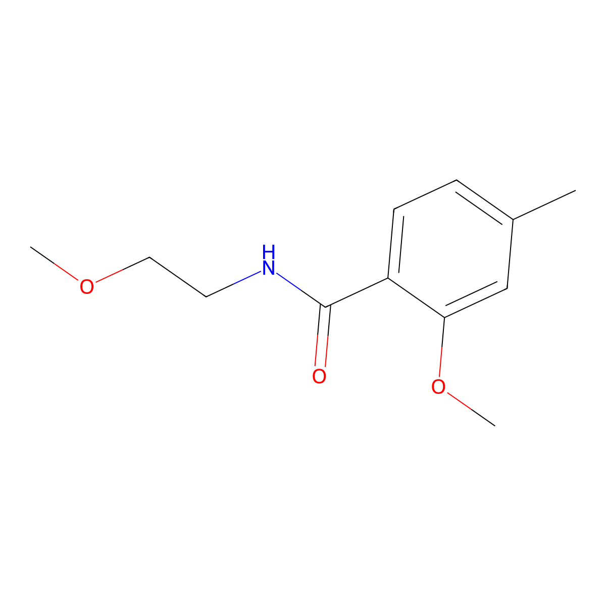 2-methoxy-N-(2-methoxyethyl)-4-methylbenzamide molecular structure, CAS 2946650-03-7