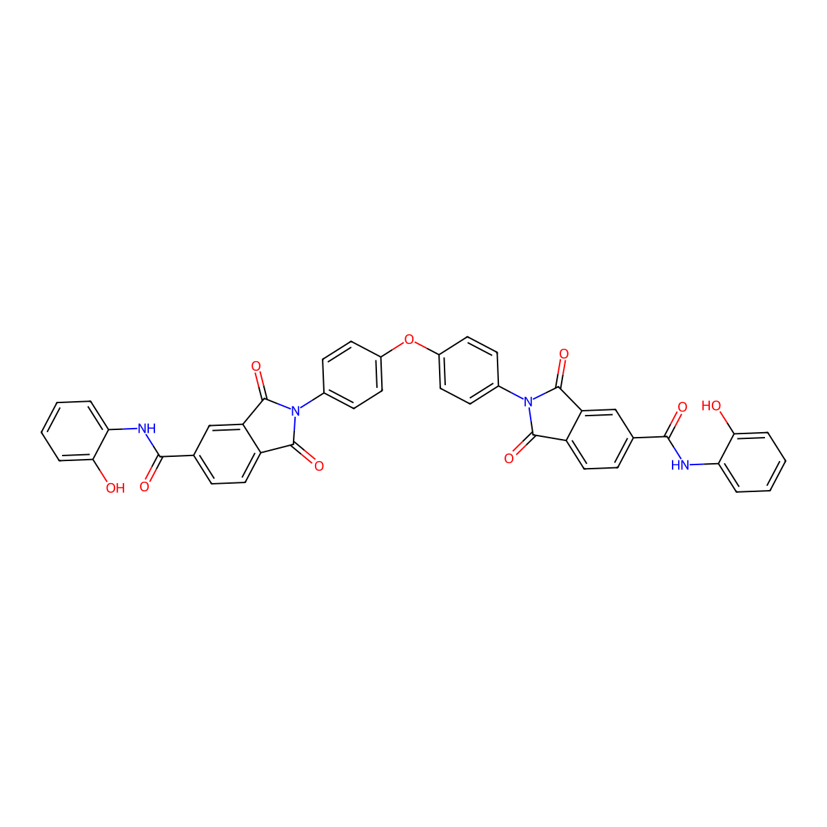 N-(2-hydroxyphenyl)-2-[4-[4-[5-[(2-hydroxyphenyl)carbamoyl]-1,3-dioxoisoindol-2-yl]phenoxy]phenyl]-1,3-dioxoisoindole-5-carboxamide molecular structure, CAS 294666-24-3