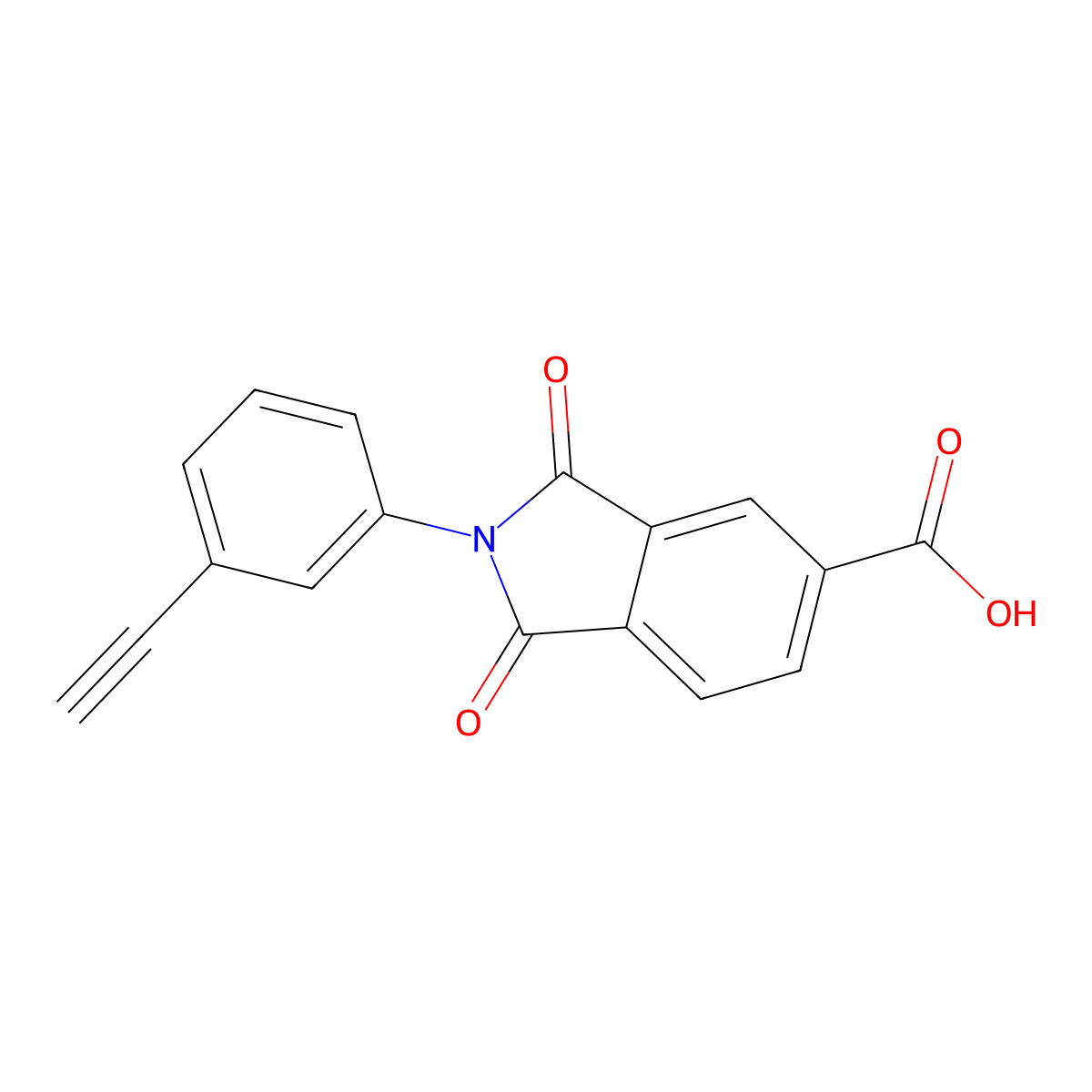 2-(3-Ethynylphenyl)-1,3-dioxoisoindoline-5-carboxylic acid molecular structure, CAS 294667-03-1