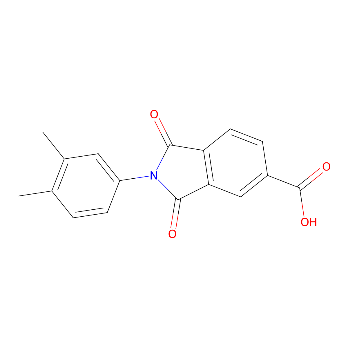 2-(3,4-Dimethylphenyl)-1,3-dioxoisoindoline-5-carboxylic acid molecular structure, CAS 294667-04-2