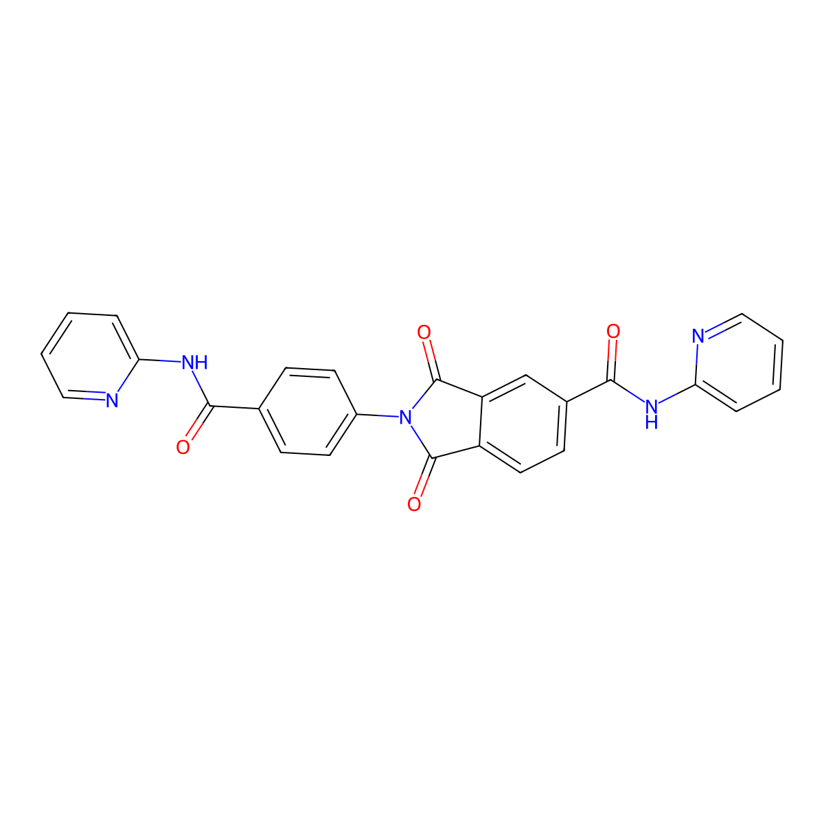 1,3-dioxo-N-pyridin-2-yl-2-[4-(pyridin-2-ylcarbamoyl)phenyl]isoindole-5-carboxamide molecular structure, CAS 294667-35-9