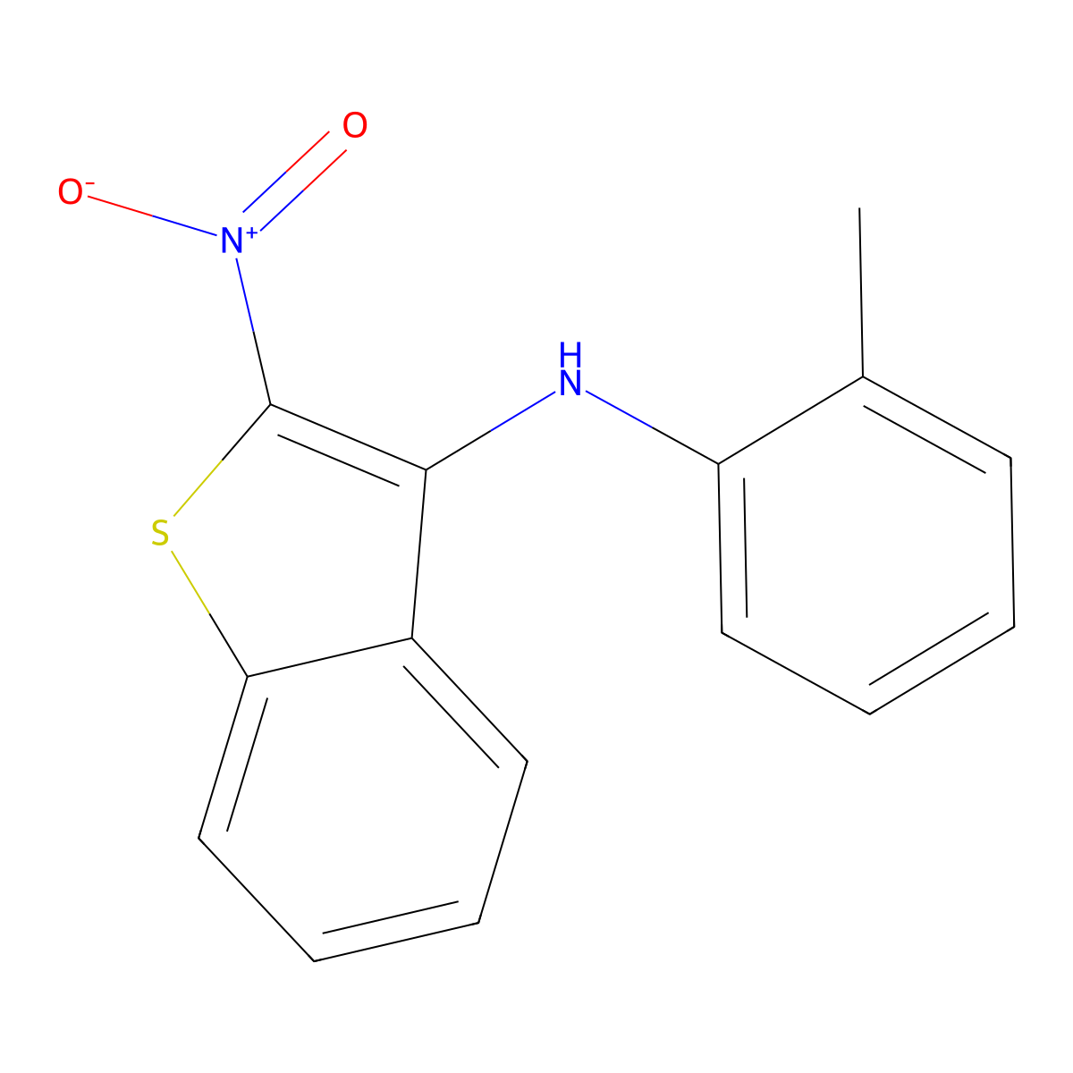 N-(2-methylphenyl)-2-nitro-1-benzothiophen-3-amine molecular structure, CAS 294667-87-1