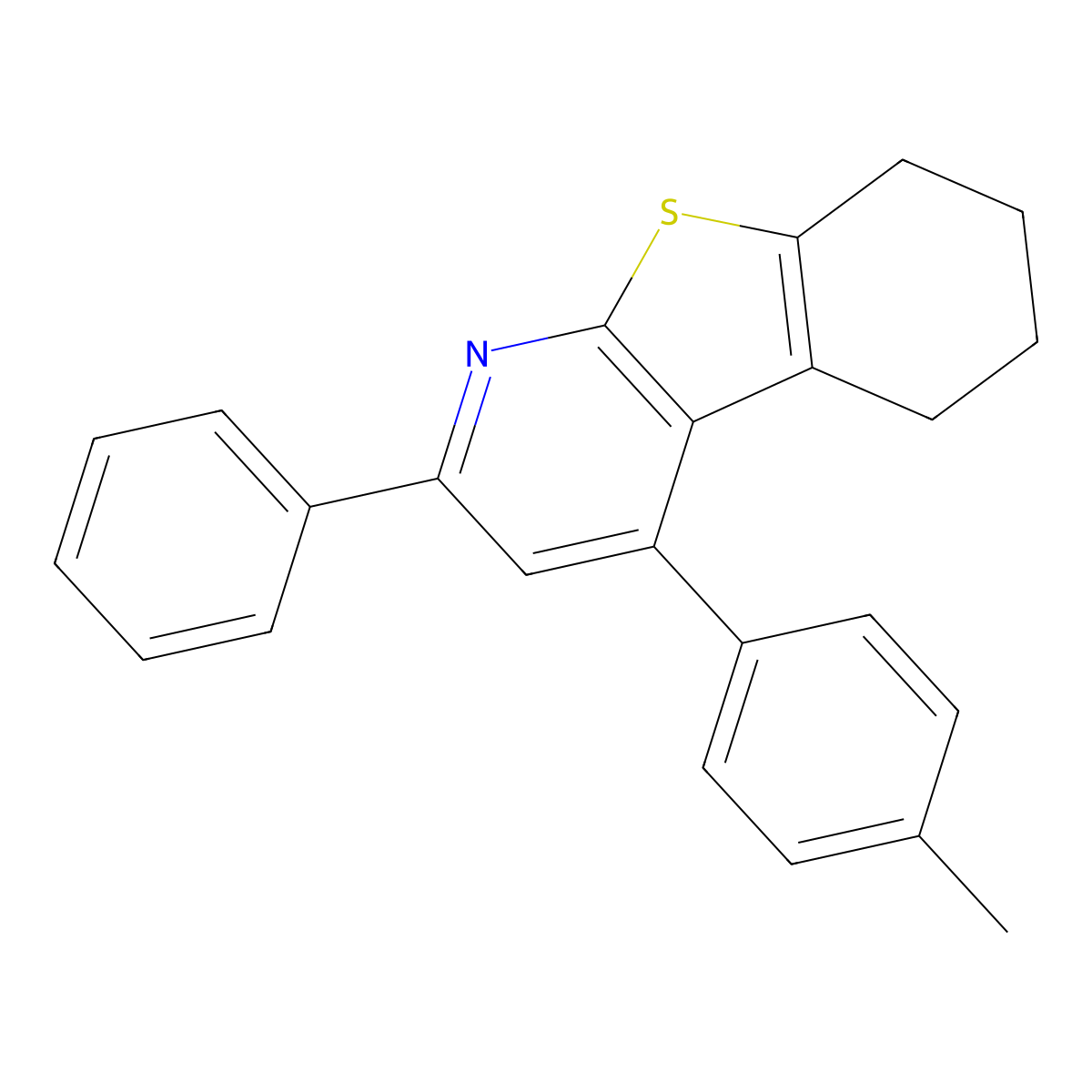 4-(4-Methylphenyl)-2-phenyl-5,6,7,8-tetrahydro[1]benzothieno[2,3-b]pyridine molecular structure, CAS 294668-07-8