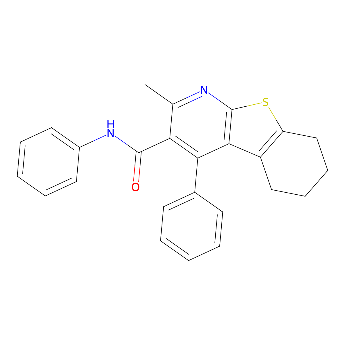 2-methyl-N,4-diphenyl-5,6,7,8-tetrahydro-[1]benzothiolo[2,3-b]pyridine-3-carboxamide molecular structure, CAS 294668-10-3