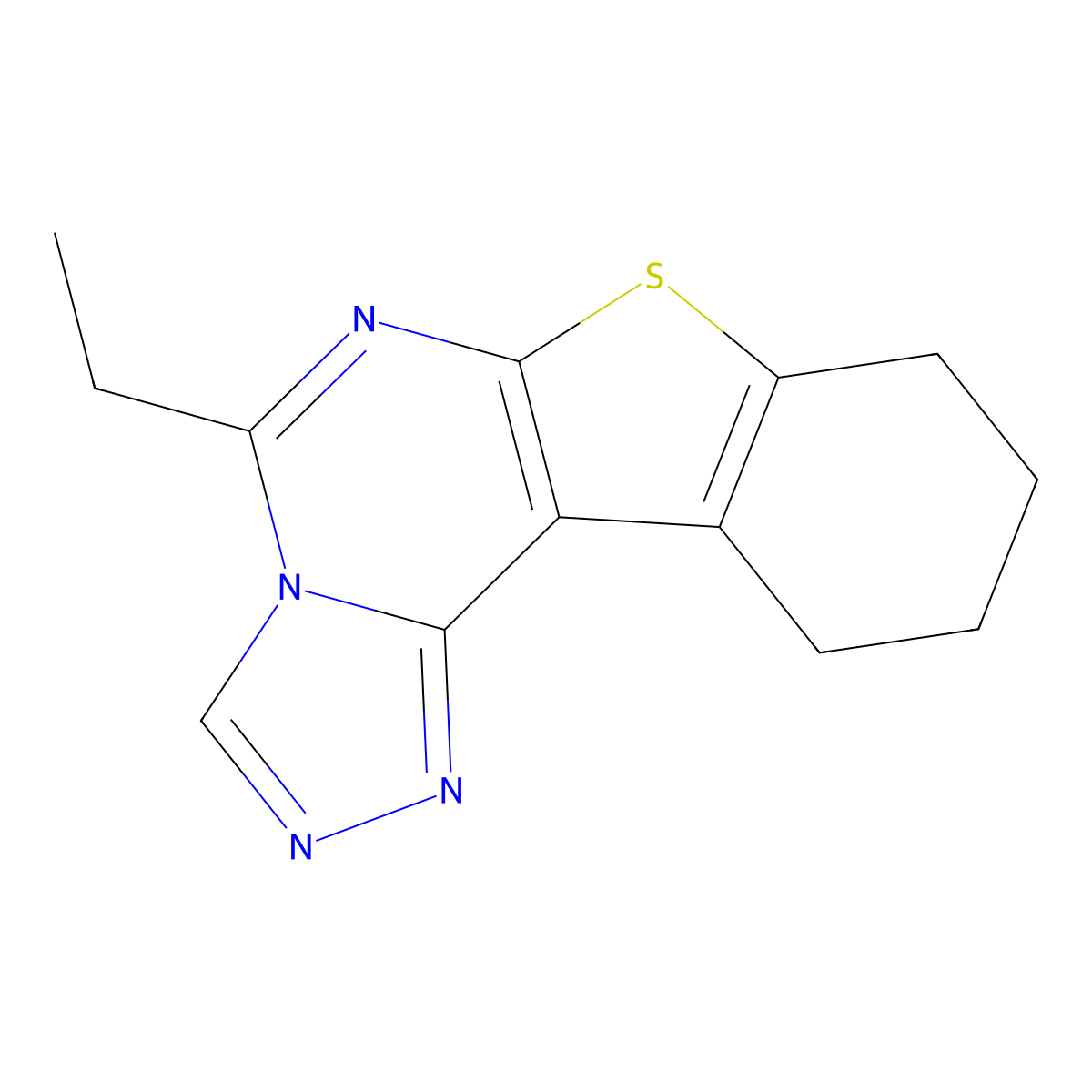 5-Ethyl-8,9,10,11-tetrahydrobenzo[4,5]thieno[3,2-e][1,2,4]triazolo[4,3-c]pyrimidine molecular structure, CAS 294668-18-1