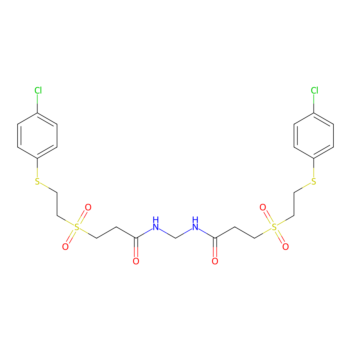 3-[2-(4-chlorophenyl)sulfanylethylsulfonyl]-N-[[3-[2-(4-chlorophenyl)sulfanylethylsulfonyl]propanoylamino]methyl]propanamide molecular structure, CAS 294668-41-0
