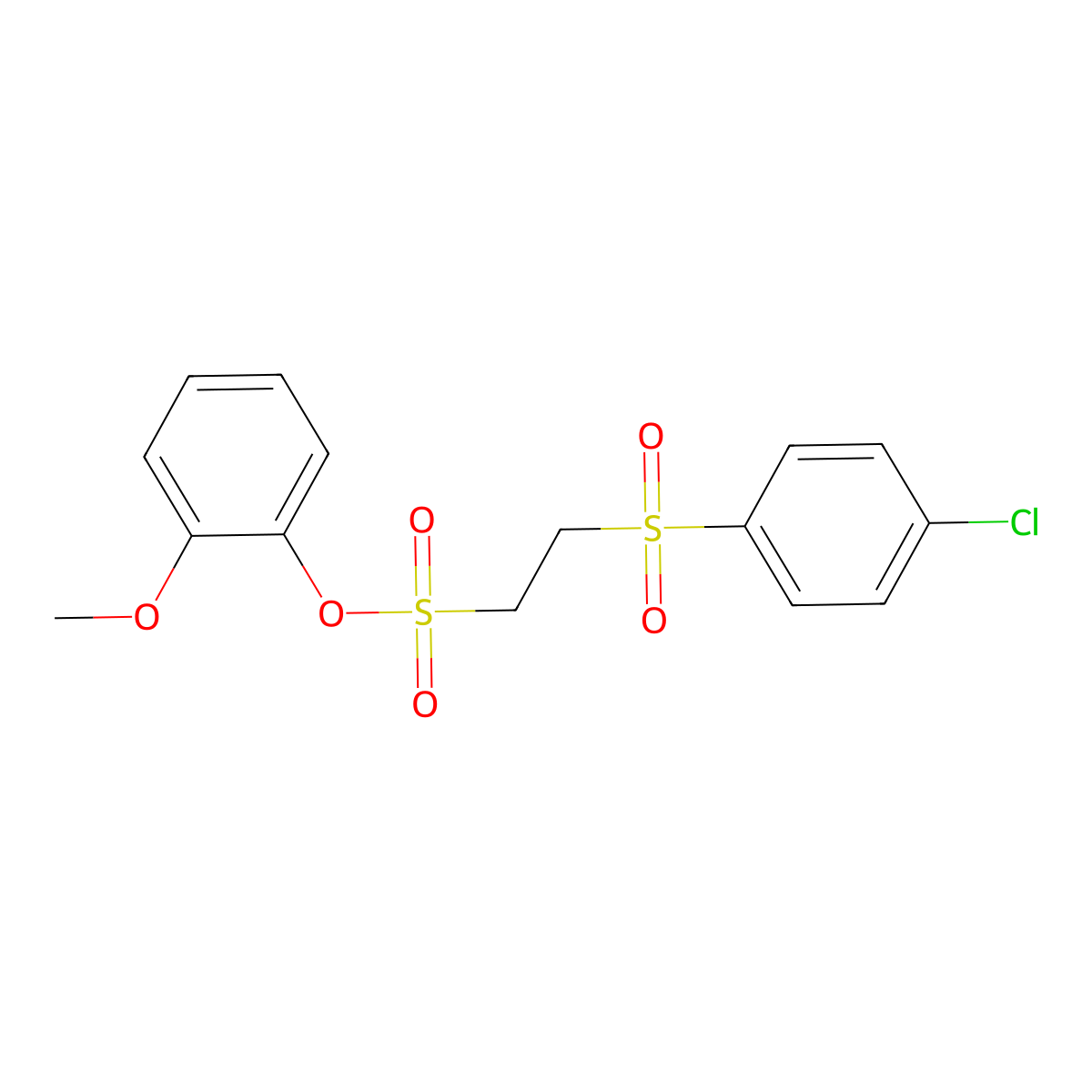 2-Methoxyphenyl 2-[(4-chlorophenyl)sulfonyl]ethanesulfonate molecular structure, CAS 294668-42-1