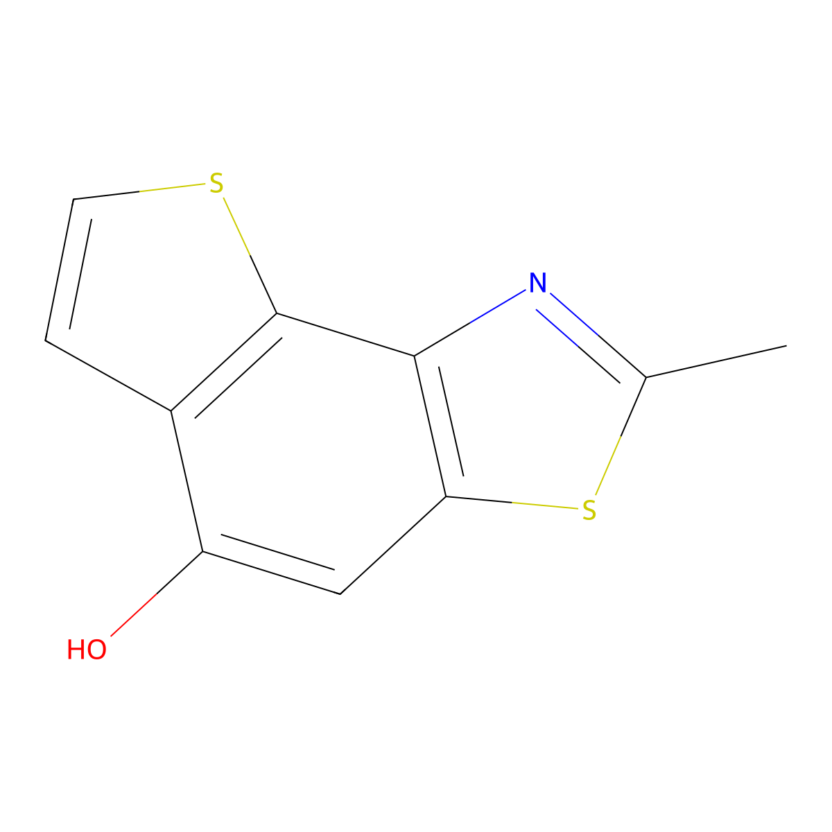 4-Methyl-5,12-dithia-3-azatricyclo(7.3.0.0,2,6)dodeca-1,3,6,8,10-pentaen-8-ol molecular structure, CAS 294668-48-7