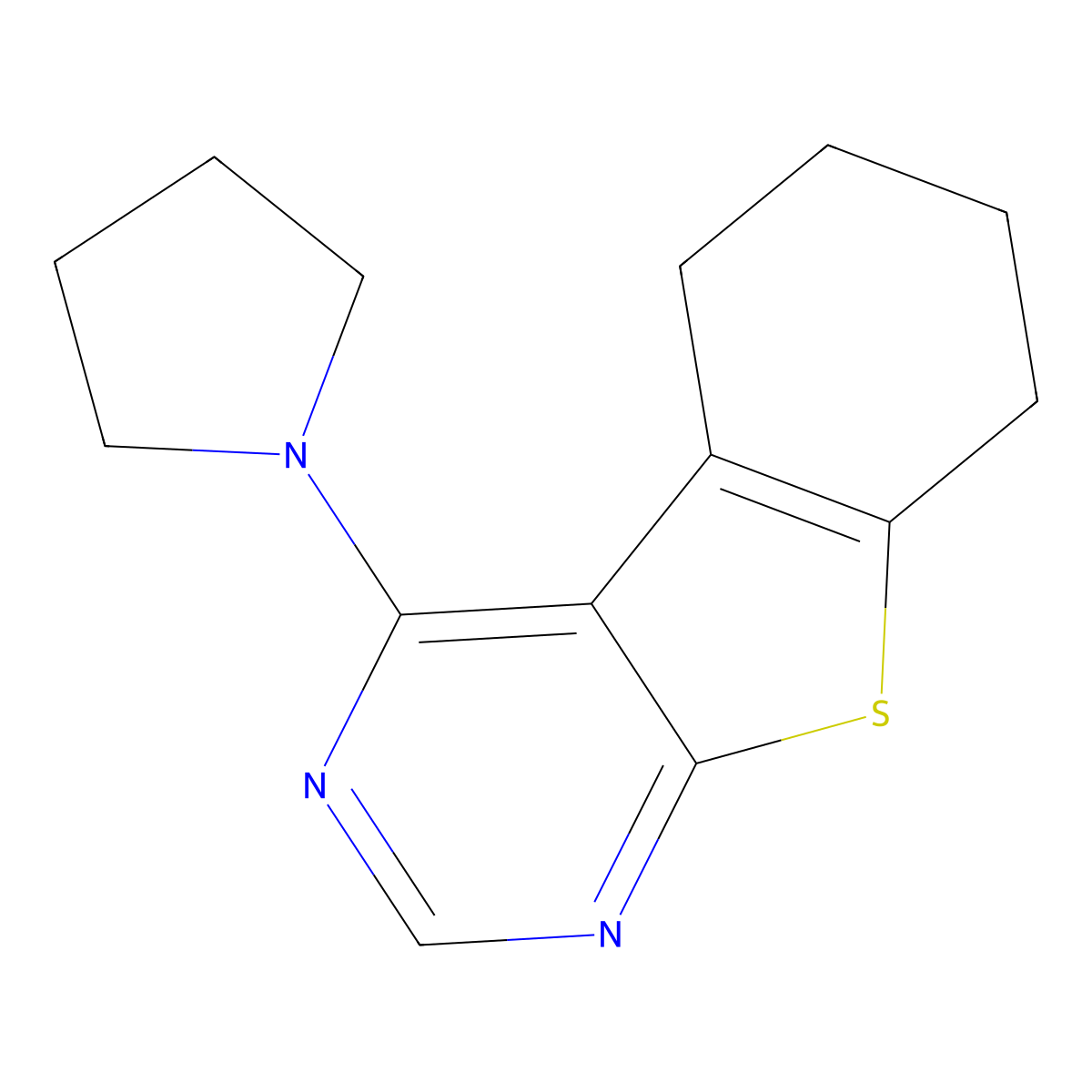 4-(1-Pyrrolidinyl)-5,6,7,8-tetrahydro[1]benzothieno[2,3-d]pyrimidine molecular structure, CAS 294668-50-1
