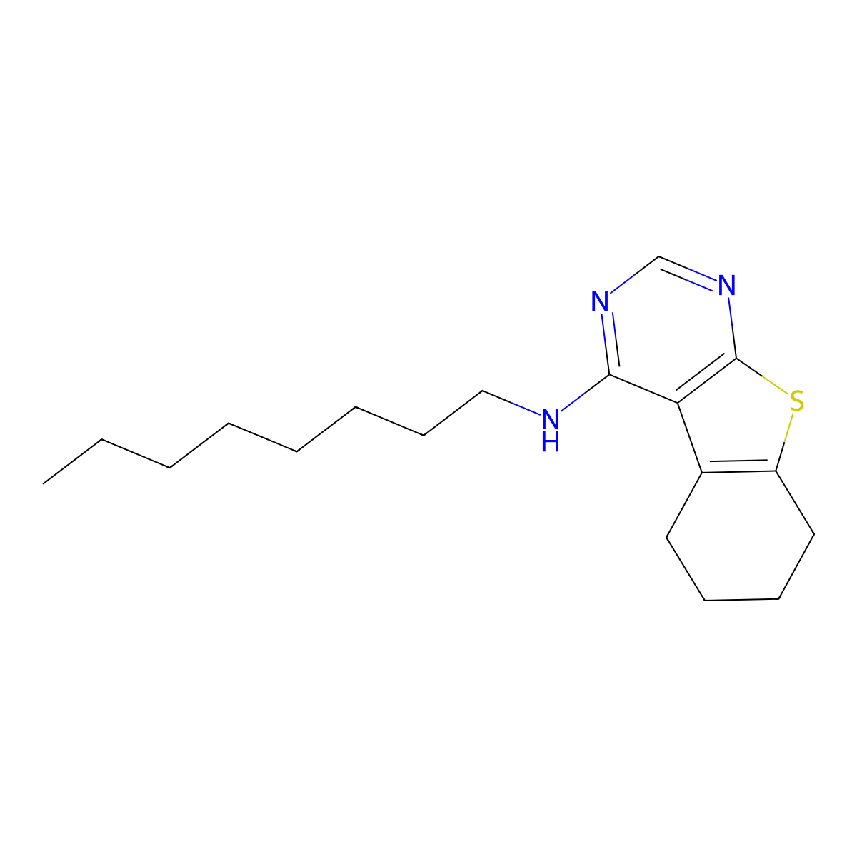 N-octyl-5,6,7,8-tetrahydro[1]benzothieno[2,3-d]pyrimidin-4-amine molecular structure, CAS 294668-66-9