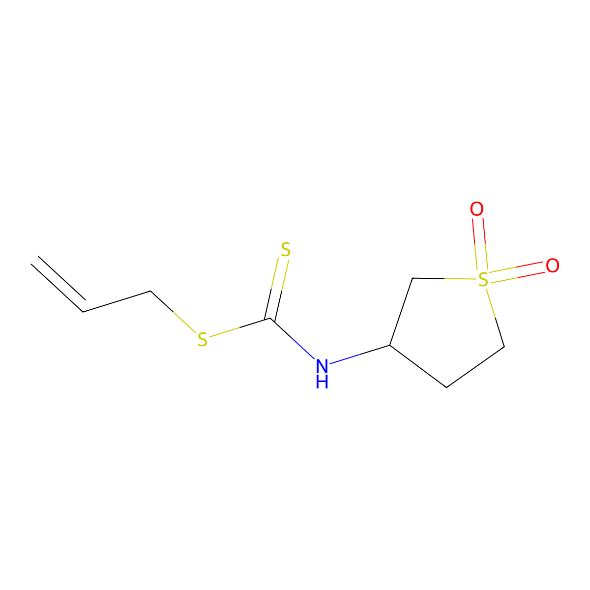 Allyl 1,1-dioxidotetrahydrothien-3-yldithiocarbamate molecular structure, CAS 294668-88-5