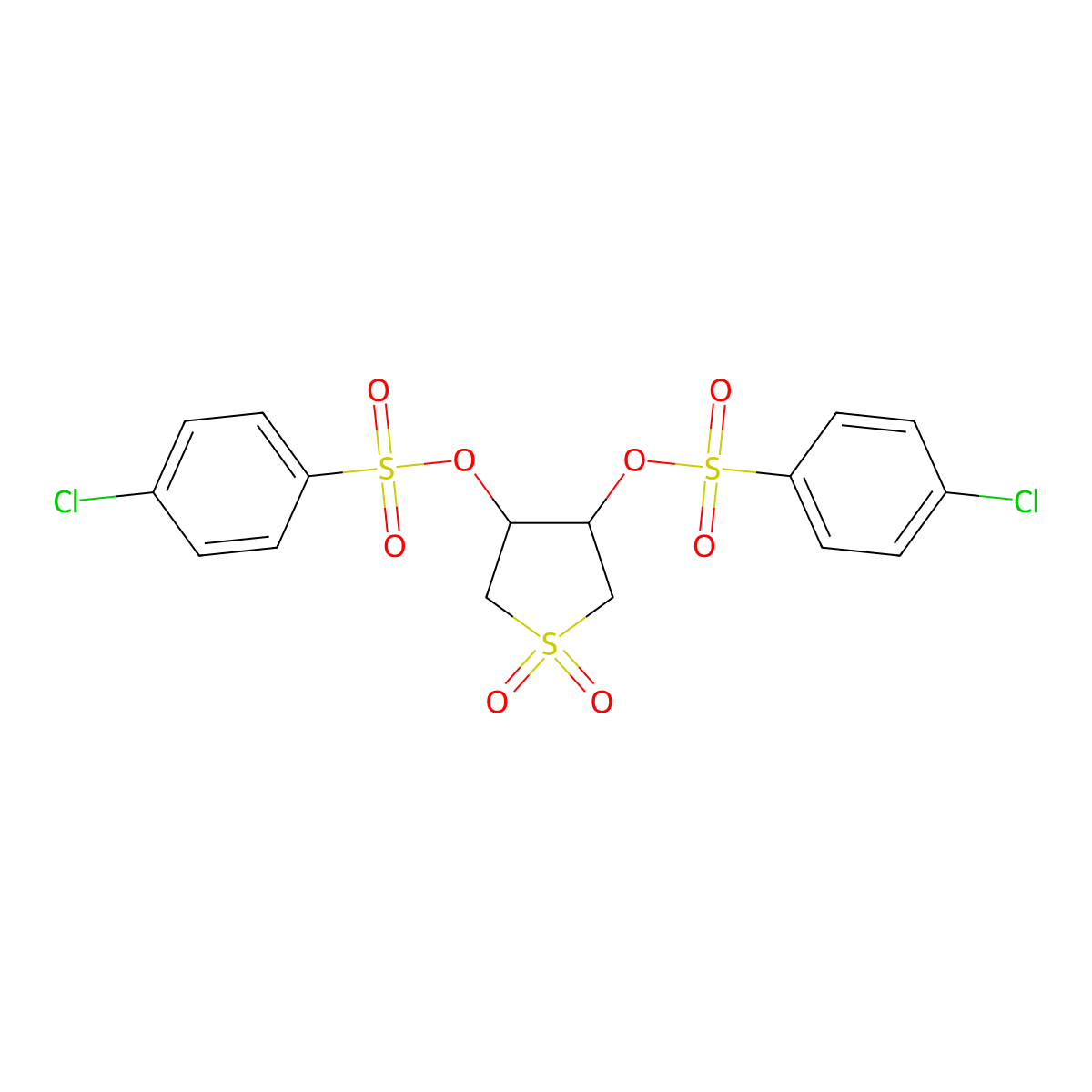 1,1-Dioxidotetrahydrothiophene-3,4-diyl bis(4-chlorobenzenesulfonate) molecular structure, CAS 294668-94-3