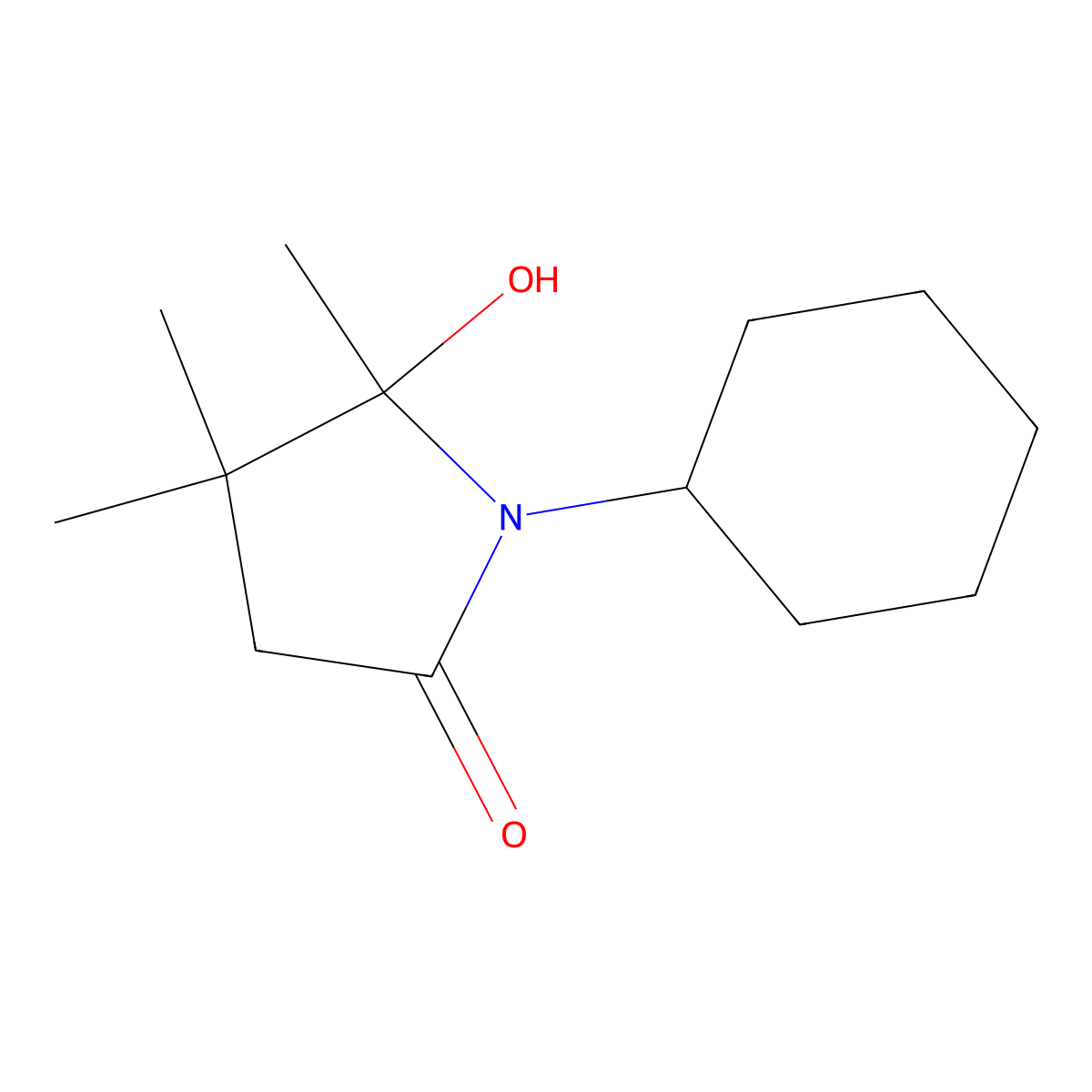 1-Cyclohexyl-5-hydroxy-4,4,5-trimethylpyrrolidin-2-one molecular structure, CAS 294669-01-5