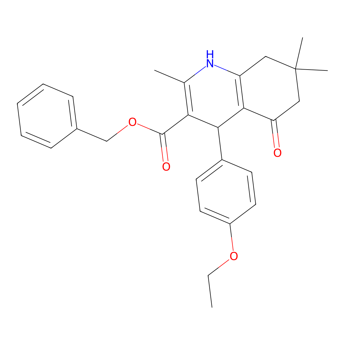 Benzyl 4-(4-ethoxyphenyl)-2,7,7-trimethyl-5-oxo-1,4,6,8-tetrahydroquinoline-3-carboxylate molecular structure, CAS 294669-25-3