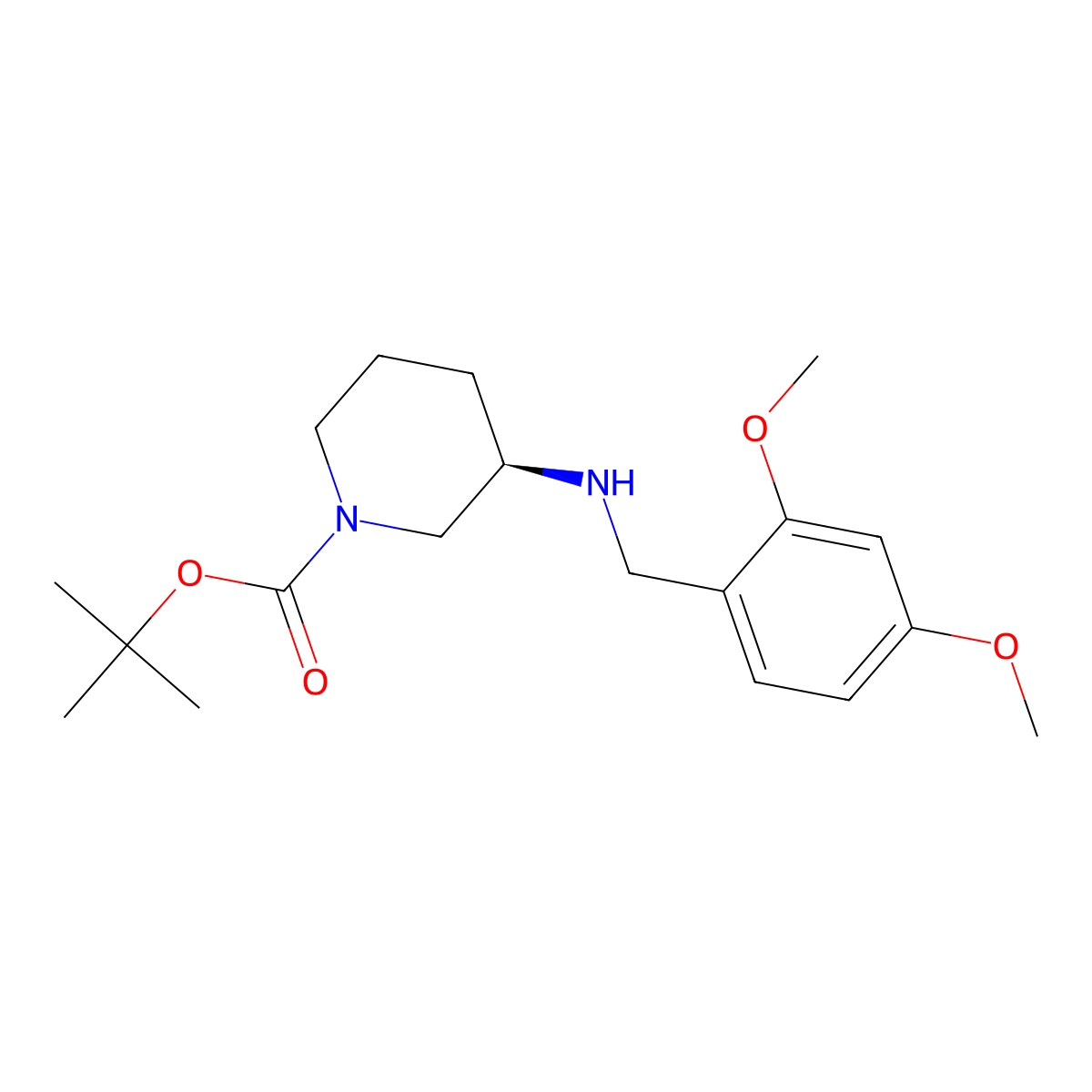 (R)-1-Boc-N-(2,4-dimethoxybenzyl)piperidin-3-amine molecular structure, CAS 2946691-00-3