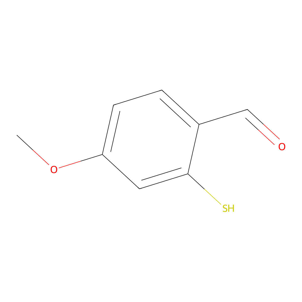 2-Mercapto-4-methoxybenzaldehyde molecular structure, CAS 294674-98-9