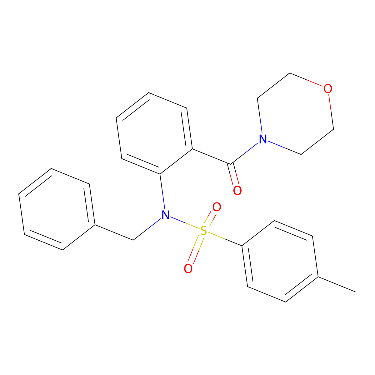 N-benzyl-4-methyl-N-[2-(morpholine-4-carbonyl)phenyl]benzenesulfonamide molecular structure, CAS 294675-71-1