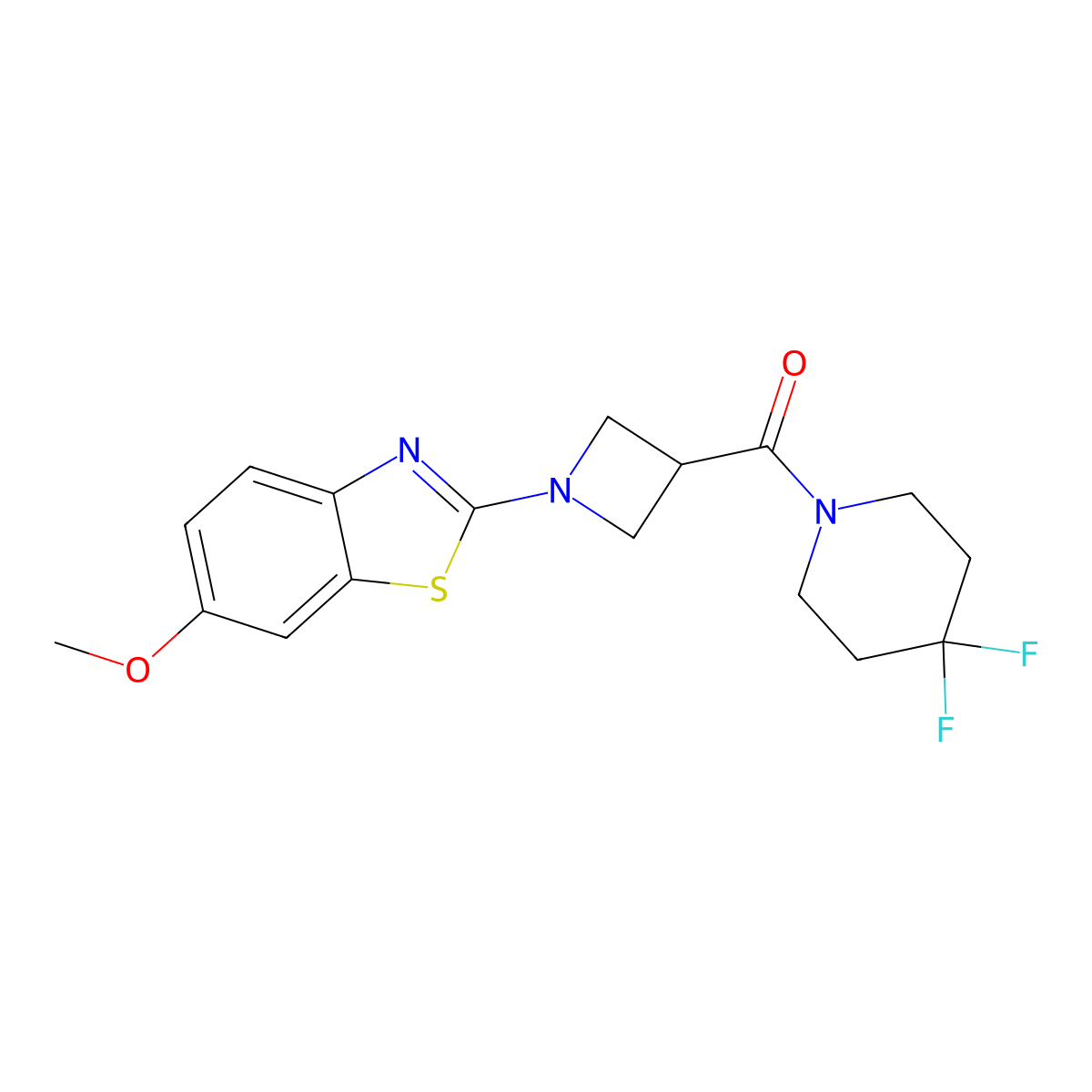 2-[3-(4,4-Difluoropiperidine-1-carbonyl)azetidin-1-yl]-6-methoxy-1,3-benzothiazole molecular structure, CAS 2947050-60-2
