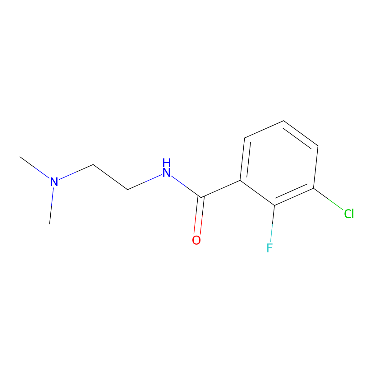 3-chloro-N-(2-(dimethylamino)ethyl)-2-fluorobenzamide molecular structure, CAS 2947131-90-8