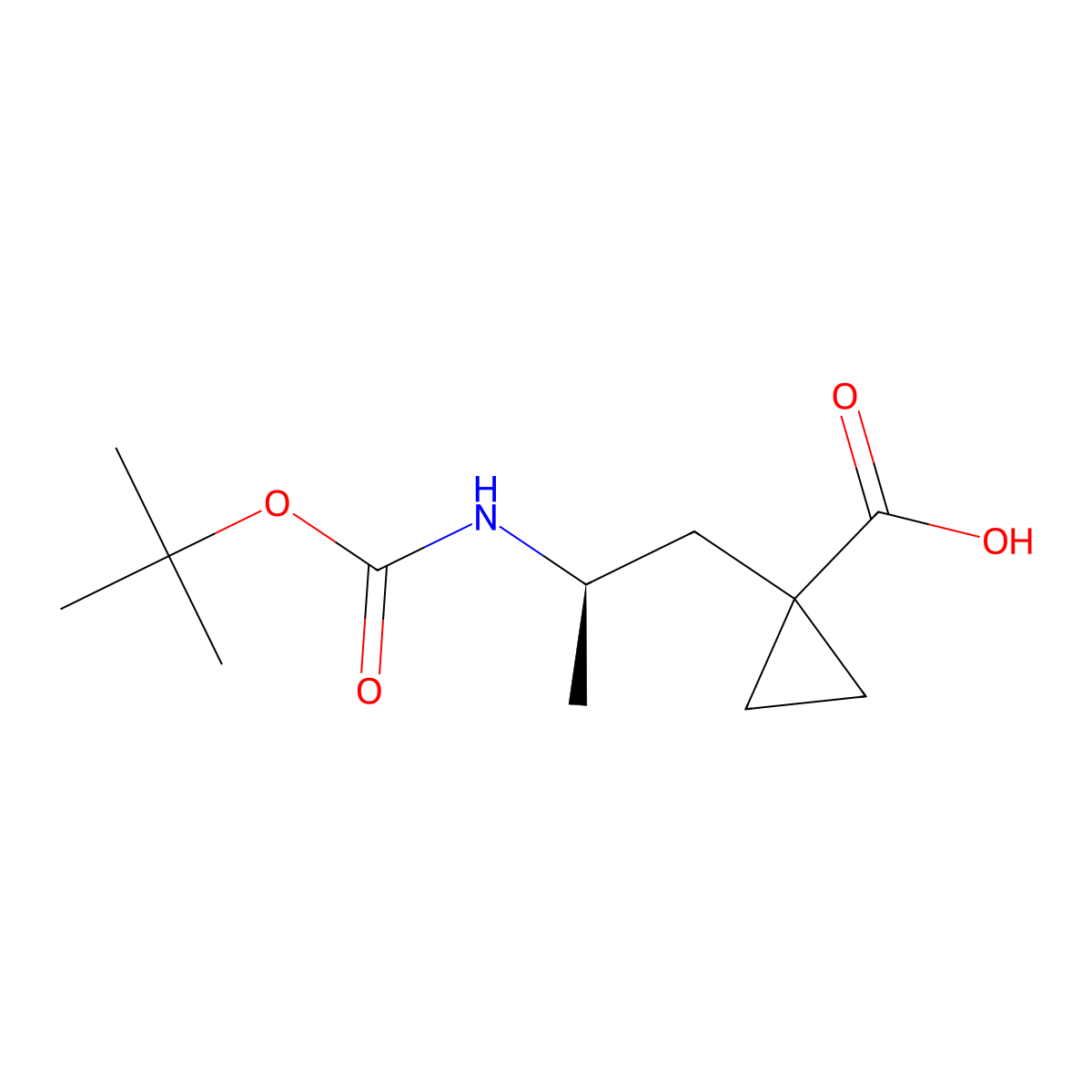 1-[(2R)-2-{[(tert-butoxy)carbonyl]amino}propyl]cyclopropane-1-carboxylic acid molecular structure, CAS 2947380-21-2