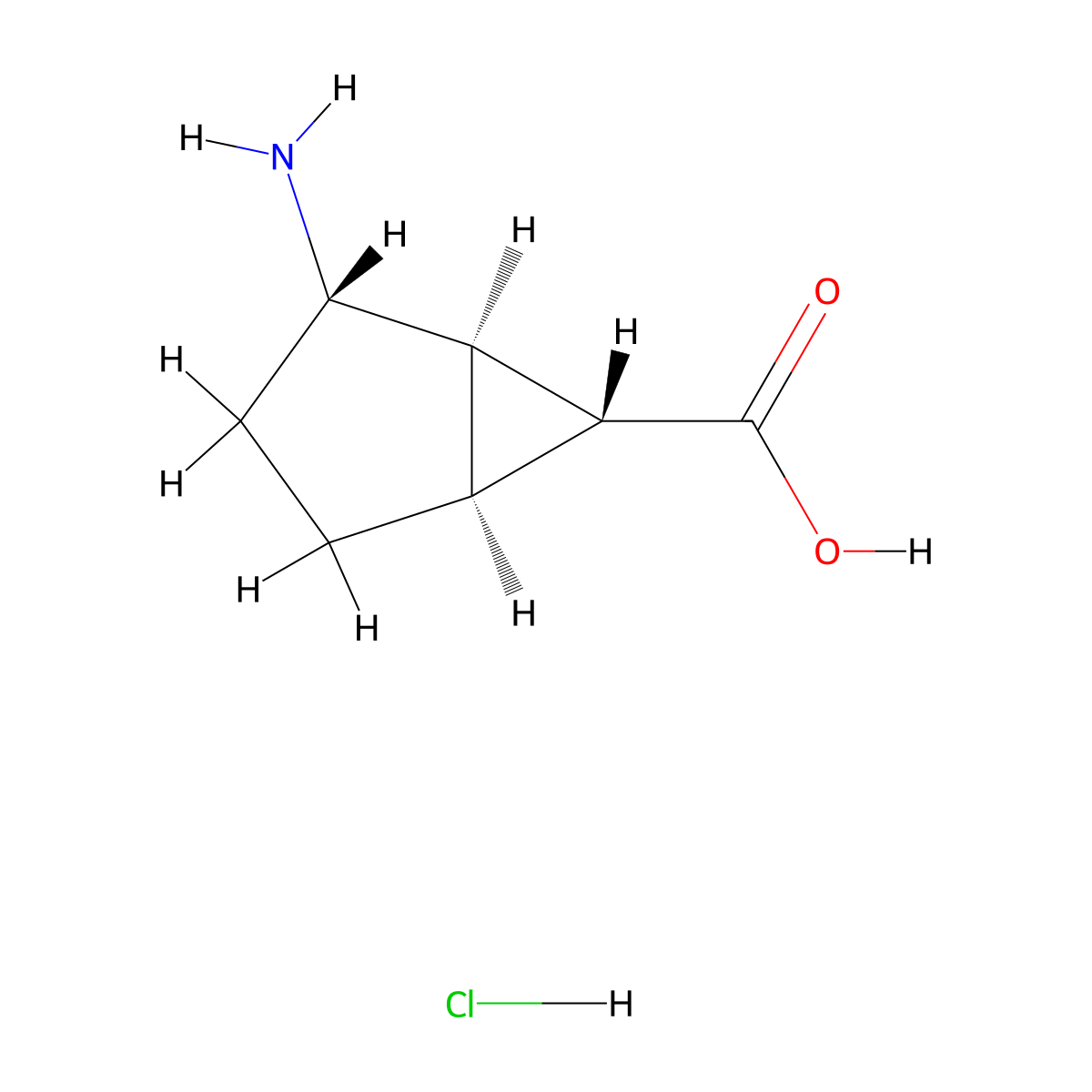 (1R,2S,5S,6R)-2-aminobicyclo[3.1.0]hexane-6-carboxylic acid hydrochloride molecular structure, CAS 2947380-26-7