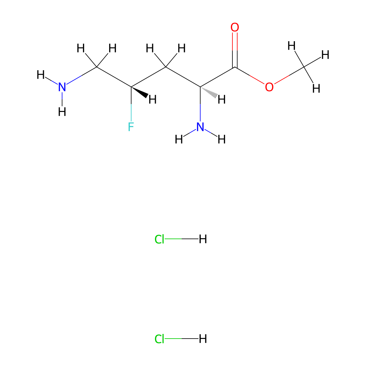 methyl (2S,4S)-2,5-diamino-4-fluoropentanoate dihydrochloride molecular structure, CAS 2947380-36-9