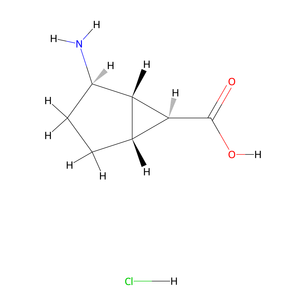 (1S,2R,5R,6S)-2-aminobicyclo[3.1.0]hexane-6-carboxylic acid hydrochloride molecular structure, CAS 2947380-38-1